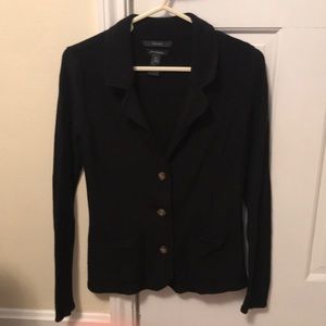 Tahari Black Merino Wool Blend Blazer-Type Sweater